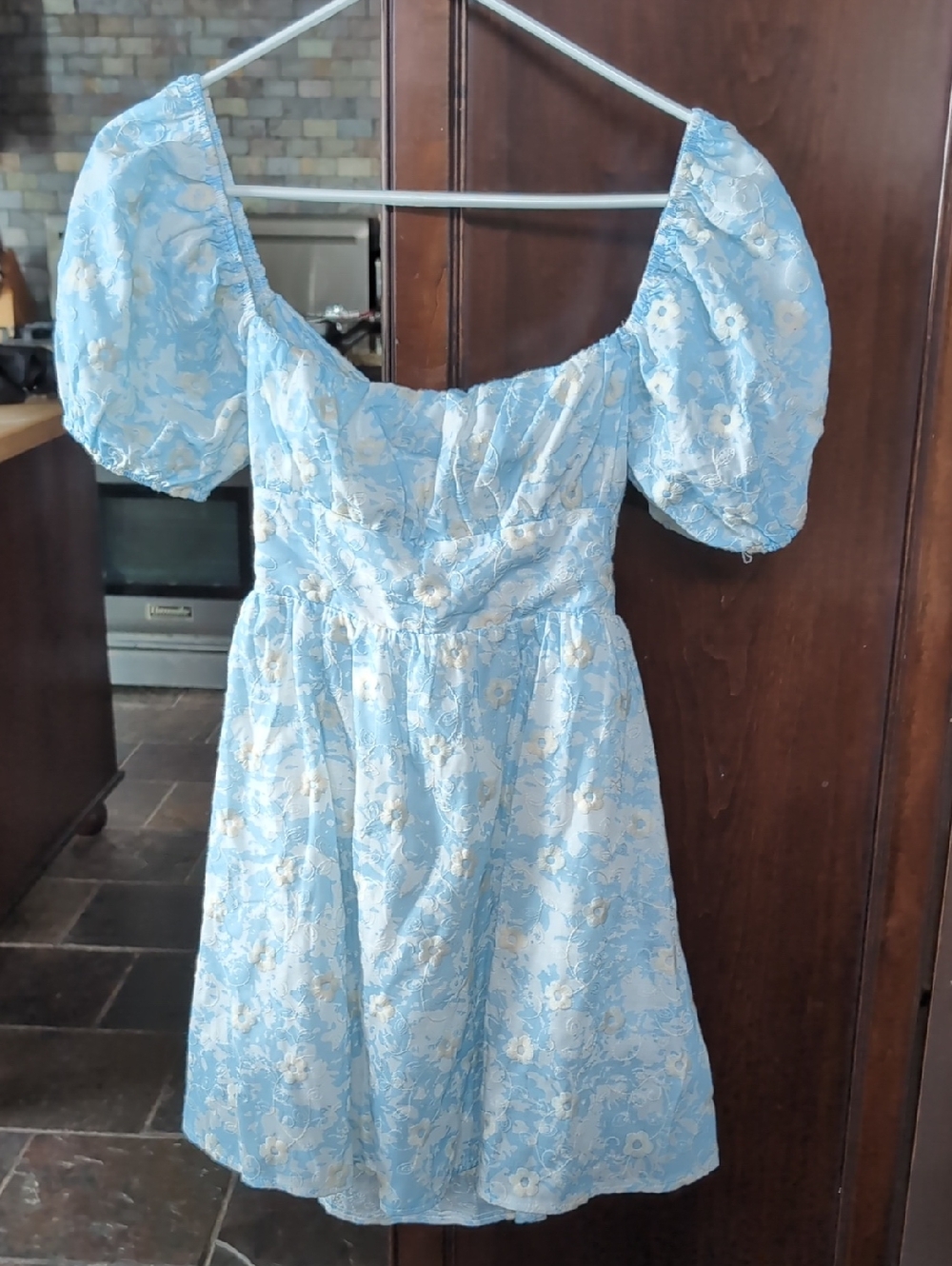 Hello Molly Blue and White Floral Smocked Dress